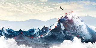 团队商务建筑风景攀登山川国旗背景素材高清摄影风景背景