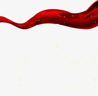 红色手绘丝带招聘海报免抠