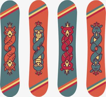 动物图腾滑雪板免抠