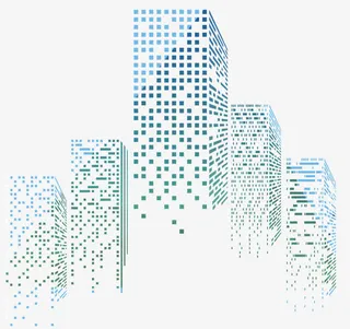 创意扁平手绘风格城市建筑免抠