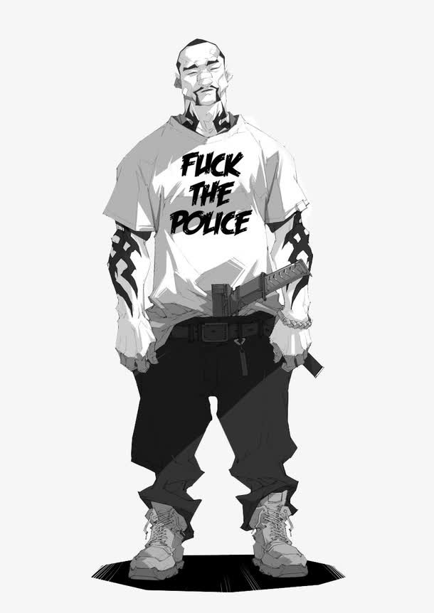 黑白纹身的男人免抠
