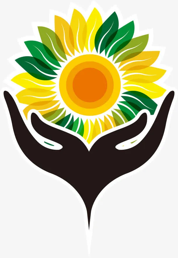 矢量手绘手托花朵免抠