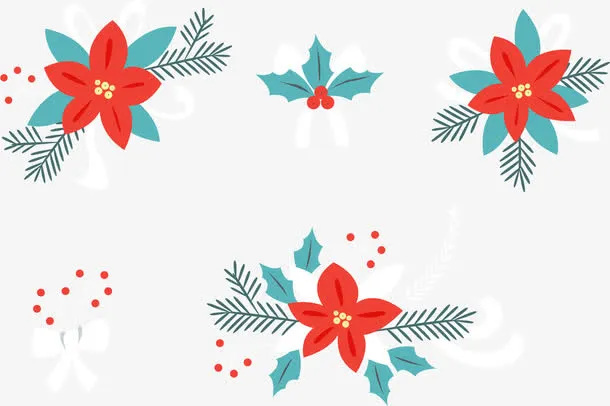 五朵冬季花朵免抠
