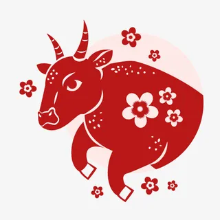 牛年拜年插画免抠