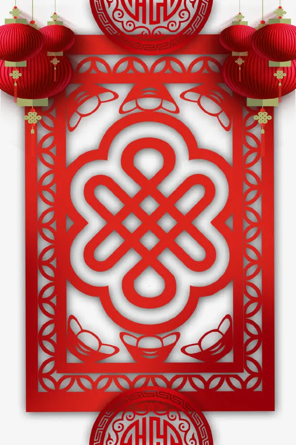 红色中国风新春灯笼装饰背景