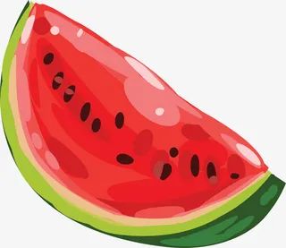 红色手绘西瓜免抠
