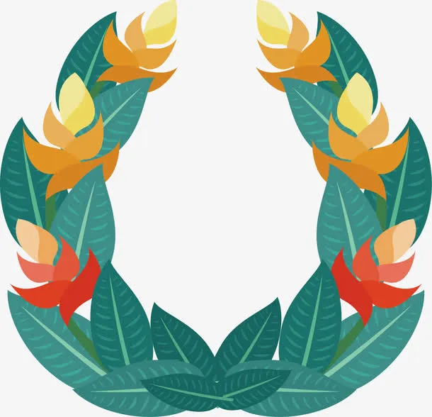 矢量蓝色树叶边框免抠