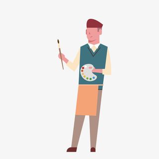 手拿画板在画画的男子免抠