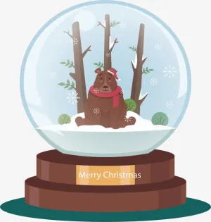 雪地棕熊水晶球免抠