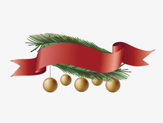 矢量圣诞红丝带促销标签免抠