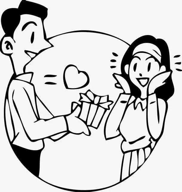 卡通手绘人物告白免抠