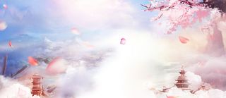 桃花节文艺梦幻花瓣大气粉banner高清