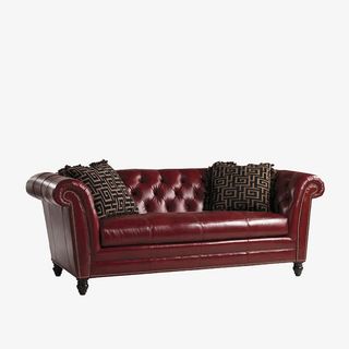 后现代真皮双三人沙发免抠