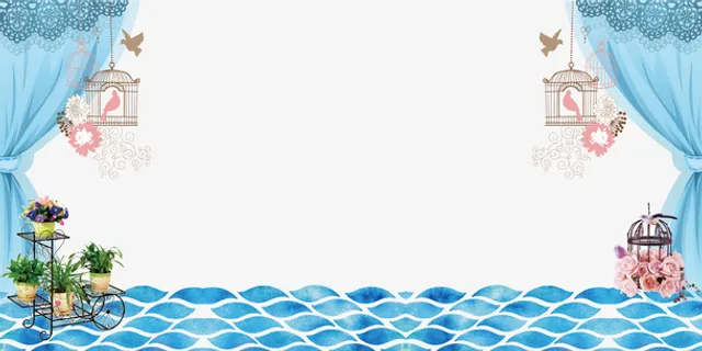 蓝色清新婚礼海报背景免抠 蓝色清新婚礼海报背景免抠