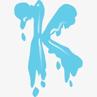 手绘蓝色融化英文字母K免抠