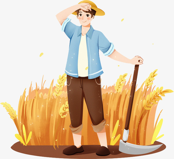 秋天节气丰收农民人物形象免抠手绘/卡通手绘元素