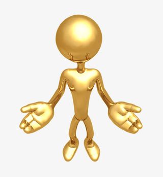 张开双臂的小金人免抠