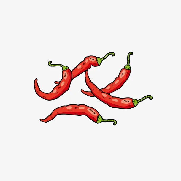 手绘卡通食物食材小辣椒免抠