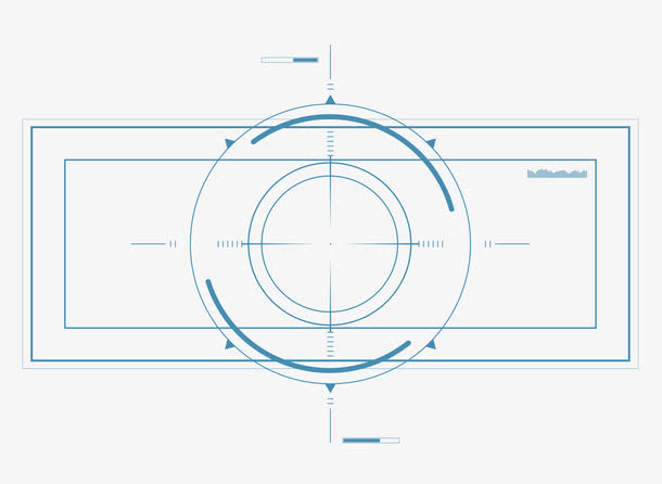 矢量蓝色方形科技平视信息界面免抠标签元素
