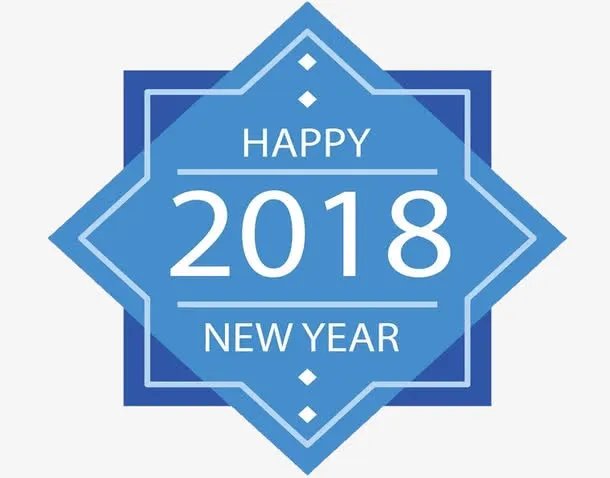 新年蓝色标签免抠