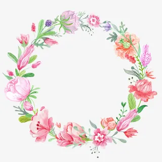 彩色花卉花圈免抠