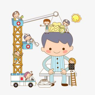 卡通给病人检查身体的医生们素材免抠