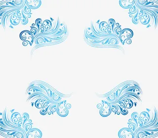 蓝色花纹古风元素免抠
