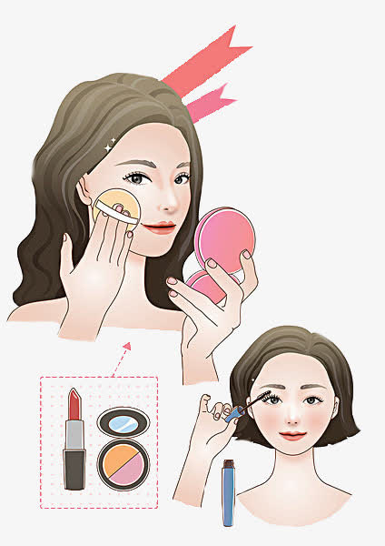 手绘化妆的女孩免抠