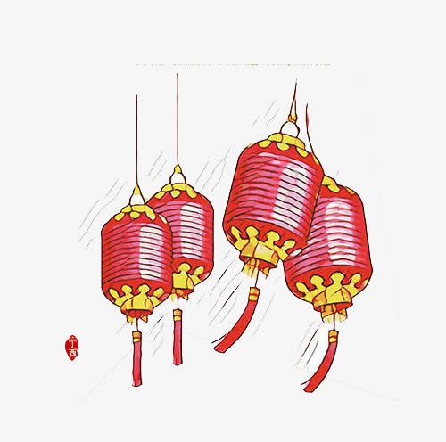 手绘新年灯笼免抠