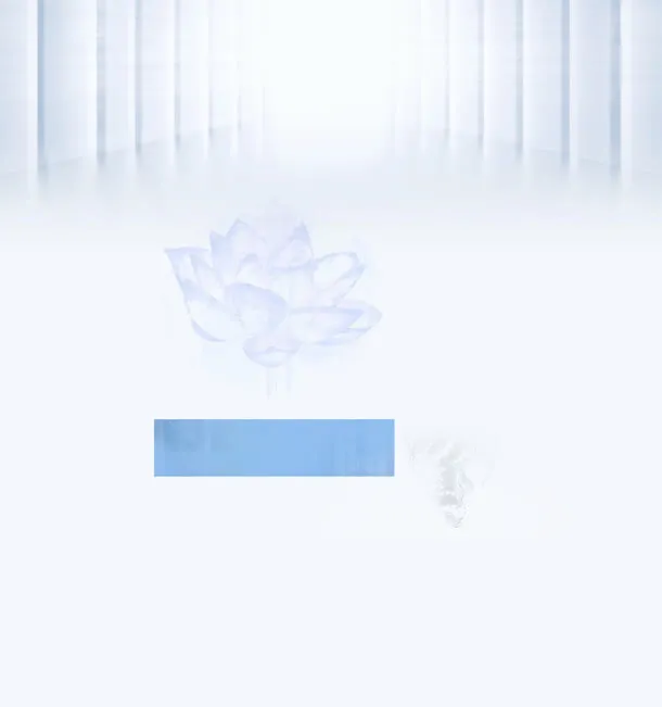 蓝色手绘荷花白色走廊海报背景