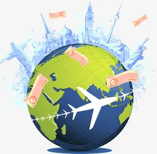手绘地球城市世界旅游日素材免抠