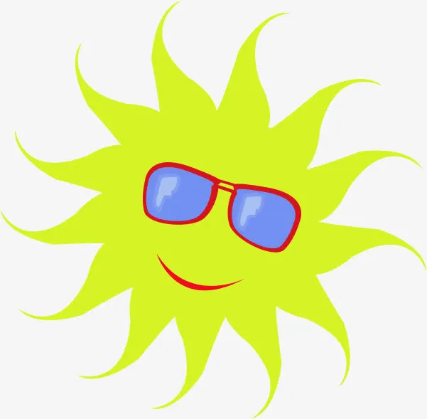 荧光色太阳卡通效果免抠