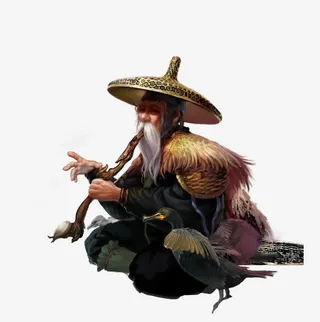 抽烟 烟斗 老头 png素材免抠