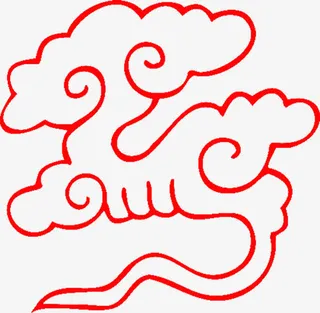 中国风红色云纹免抠