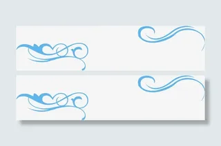 简单蓝色藤蔓欧式花纹装饰免抠