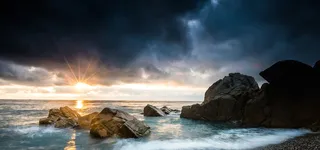 黄昏海滩背景图高清