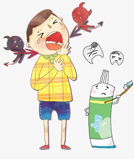 小孩子蛀牙哭泣插画免抠
