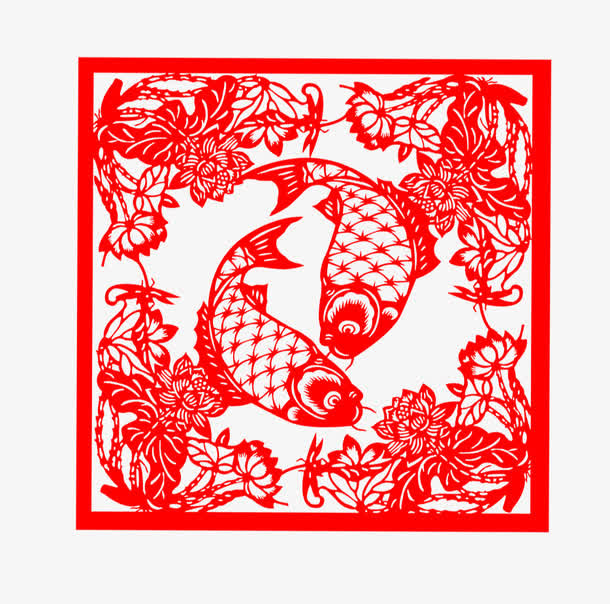 年年有余的喜庆剪纸免抠