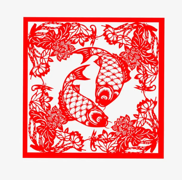 年年有余的喜庆剪纸免抠