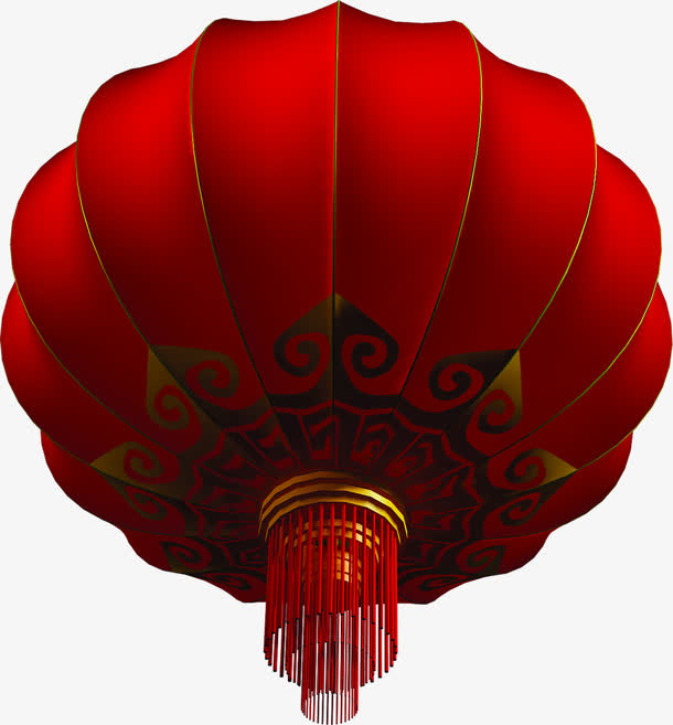 红色圆形灯笼质感纹理仰视角度免抠