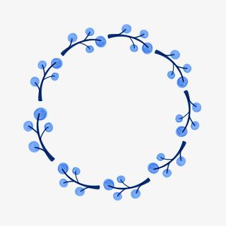 手绘蓝色圆环装饰素材免抠