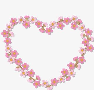 矢量粉色爱心桃花花环免抠