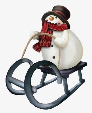雪橇车上的雪人免抠