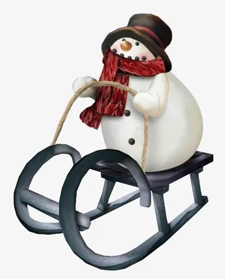 雪橇车上的雪人免抠