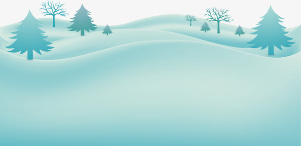 蓝色冬日雪地免抠