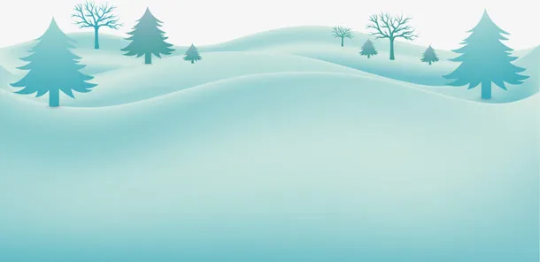 蓝色冬日雪地免抠