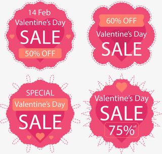 矢量图情人节打折出售标签免抠