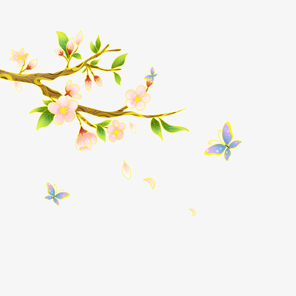 春天桃花盛开免抠