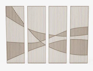 米色日式落地屏风免抠