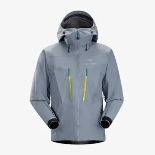 银灰色始祖鸟男士连帽冲锋衣免抠